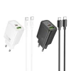 Зарядний пристрій Hoco N61 USB A + USB C QC3.0 PD 3A 20W + кабель USB C to USB C Black (6942007648714)