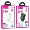 Зарядний пристрій Hoco N61 USB A + USB C QC3.0 PD 3A 20W + кабель USB C to USB C Black (6942007648714)