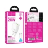 Мережевий зарядний пристрій Hoco N61 USB A + USB C QC3.0 PD 20W + кабель USB C до USB C White (6942007648721)