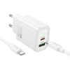 Мережевий зарядний пристрій Hoco N61 USB A + USB C QC3.0 PD 20W + кабель USB C до USB C White (6942007648721)
