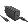 Сетевое зарядное устройство Hoco N62 USB C QC PD 30W + кабель USB C к Lightning Black (6942007648752)