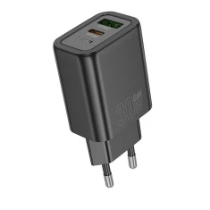 Мережевий зарядний пристрій Hoco N63 USB A + USB C QC3.0 PD 30W Black (6942007648790)