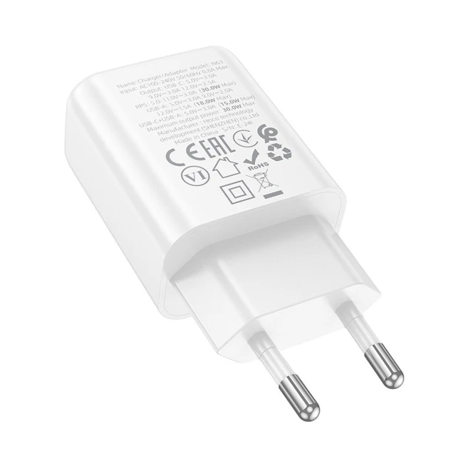 Мережевий зарядний пристрій Hoco N63 USB A + USB C QC3.0 PD 30W White (6942007648806)
