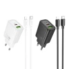 Мережевий зарядний пристрій Hoco N63 USB A + USB C QC3.0 PD 30W + кабель USB C до Lightning Black (6942007648813)