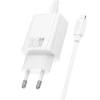 Зарядний пристрій Hoco N63 USB A + USB C QC3.0 PD 3A 30W + кабель USB C to Lightning White (6942007648820)