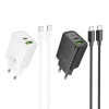 Сетевое зарядное устройство Hoco N63 USB A + USB C QC3.0 PD 30W + кабель USB C к USB C Black (6942007648837)