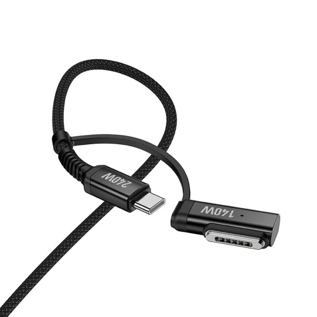 Кабель Hoco U142 2в1 USB-C to USB-C/Mag3 240W 1.8м Black (6942007648943)