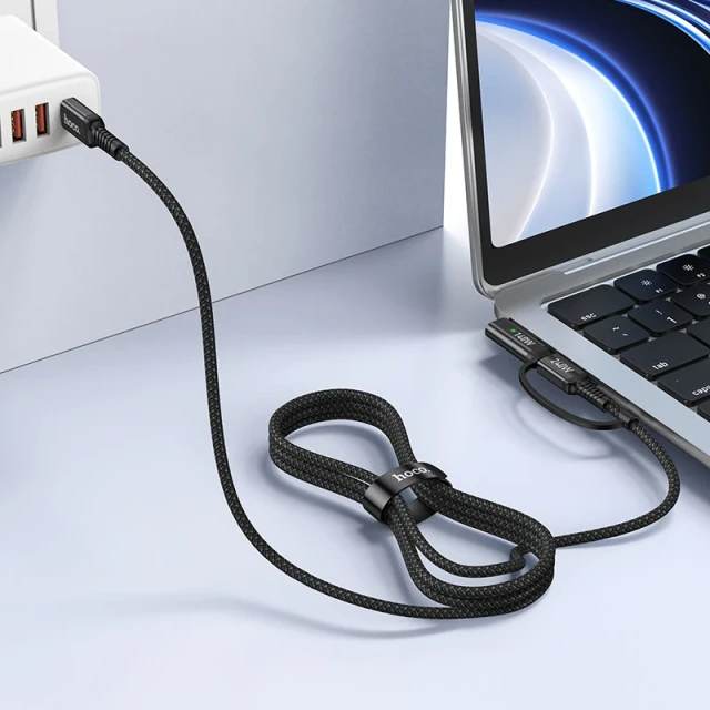 Кабель Hoco U142 2в1 USB-C to USB-C/Mag3 240W 1.8м Black (6942007648943)