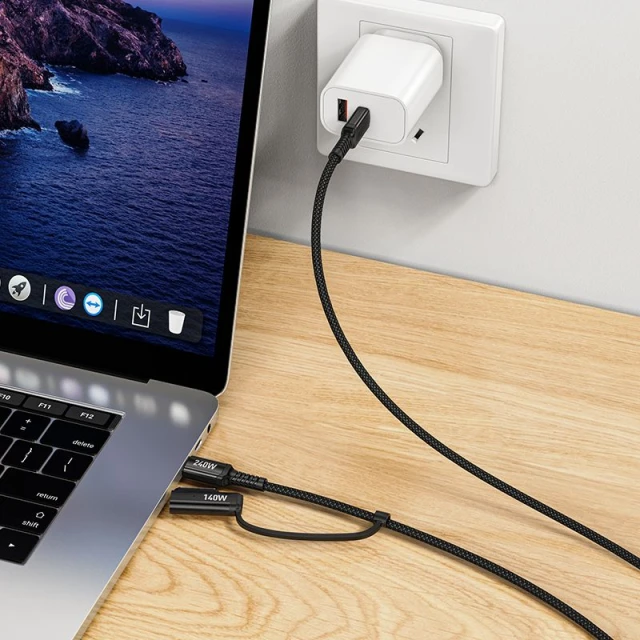 Кабель Hoco U142 2в1 USB-C to USB-C/Mag3 240W 1.8м Black (6942007648943)