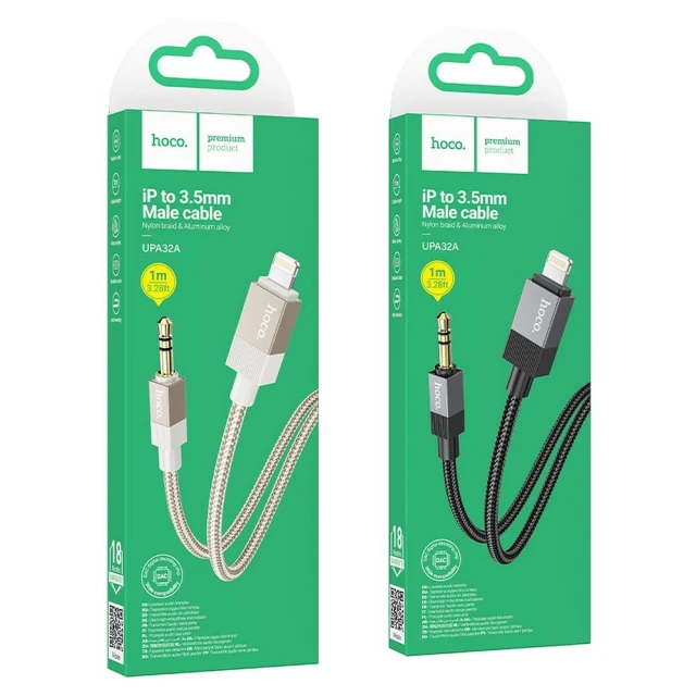Кабель Hoco UPA32A AUX 3.5mm to Lightning 1m Gold (6942007650892)