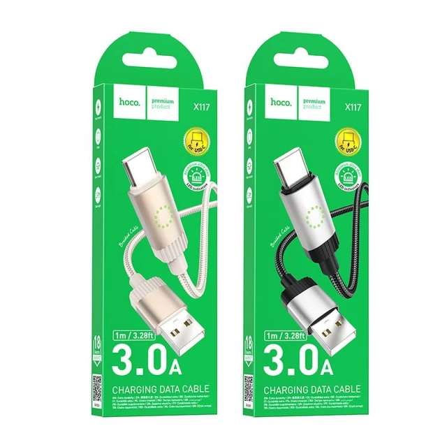 Кабель Hoco X117 USB-A to USB-C 3A 1m Black (6942007652568)