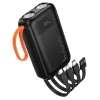 Портативний зарядний пристрій Hoco J151 10000 mAh 2A з кабелями USB-A, USB-C, Lightning, Micro USB та ліхтариком Black (6942007653350)
