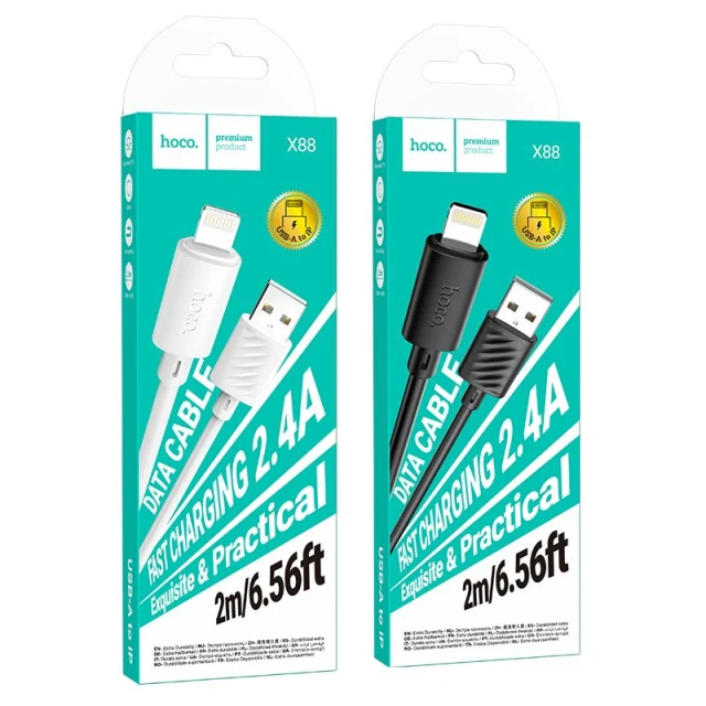 Кабель HOCO USB A to Lightning X88 2.4A 2 м White (6942007653596)