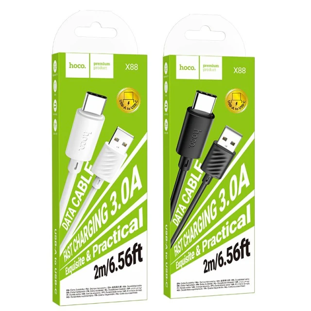 Кабель USB-A to USB-C Hoco X88 3A 2 м White (6942007653633)
