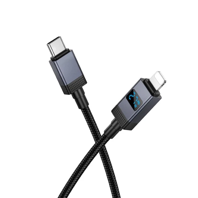 Кабель USB C до Lightning Hoco X118 PD 27W з дисплеєм 1 м Black (6942007655064)