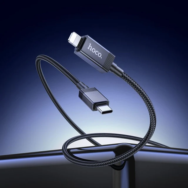 Кабель USB C до Lightning Hoco X118 PD 27W з дисплеєм 1 м Black (6942007655064)