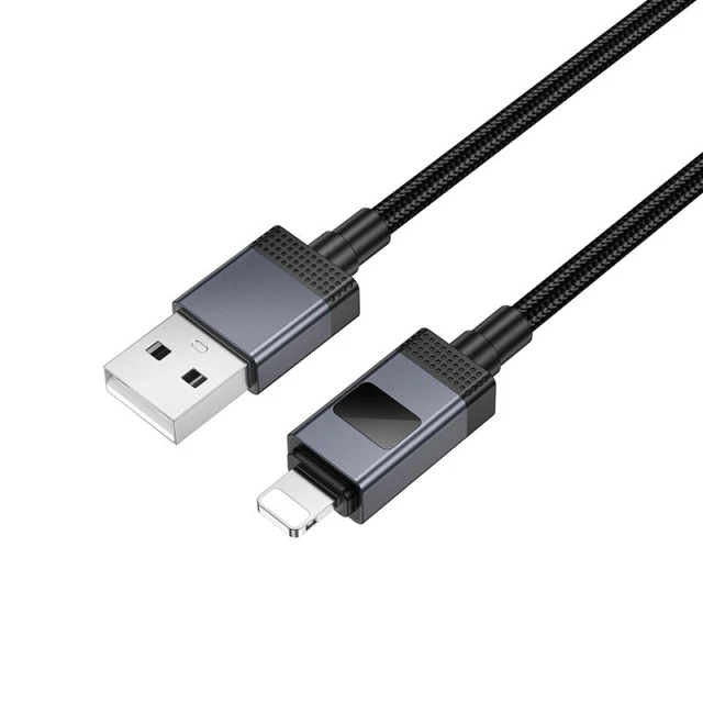 Кабель Hoco X118 USB-A to Lightning 2.4A з дисплеєм 1m Black (6942007655071)