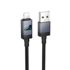 Кабель Hoco X118 USB-A to Lightning 2.4A з дисплеєм 1m Black (6942007655071)