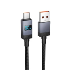 Кабель Hoco X118 USB A to USB C 5A 1 m з дисплеєм Black (6942007655088)