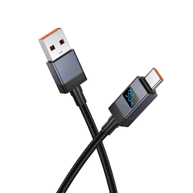 Кабель Hoco X118 USB A to USB C 5A 1 m з дисплеєм Black (6942007655088)