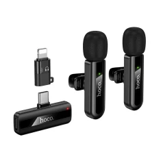 Мікрофон бездротовий подвійний Hoco L20A Lightning/USB-C Black (6942007655507)