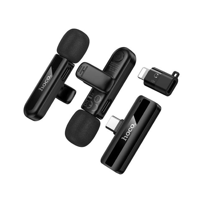 Мікрофон бездротовий подвійний Hoco L20A Lightning/USB-C Black (6942007655507)