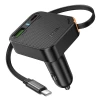 Автомобільний зарядний пристрій Hoco NZ18 зі згортаним кабелем 2x USB C + USB A QC PD 65W Black (6942007658546)