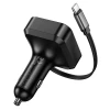 Автомобільний зарядний пристрій Hoco NZ18 зі згортаним кабелем 2x USB C + USB A QC PD 65W Black (6942007658546)