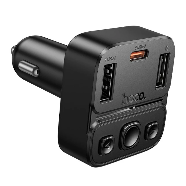 Автомобільний Bluetooth-трансмітер Hoco E87 USB-A + USB-C QC PD 35W Black (6942007658980)