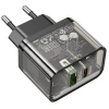 Мережевий зарядний пристрій Hoco N34 USB A + USB C QC3.0 PD 3A 20W Transparent (6942007659147)