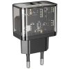 Мережевий зарядний пристрій Hoco N34 USB A + USB C QC3.0 PD 3A 20W Transparent (6942007659147)