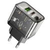 Мережевий зарядний пристрій Hoco N34 USB A + USB C QC3.0 PD 3A 20W Transparent (6942007659147)