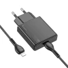 Мережевий зарядний пристрій Hoco N37 Slim USB C QC PD 20W + кабель USB C to Lightning Black (6942007659161)
