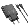 Мережевий зарядний пристрій Hoco N37 Slim USB C QC PD 20W + кабель USB C to Lightning Black (6942007659161)