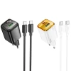 Мережевий зарядний пристрій Hoco N52 USB A + USB C QC3.0 PD 3A 20W + кабель USB C to USB C White (6942007659222)