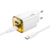Мережевий зарядний пристрій Hoco N52 USB A + USB C QC3.0 PD 3A 20W + кабель USB C to USB C White (6942007659222)