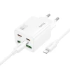 Мережевий зарядний пристрій Hoco N55 2×USB-C + 2×USB-A QC3.0 PD 20W + кабель USB-C to Lightning White (6942007659253)