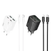 Мережевий зарядний пристрій Hoco N55 2×USB-C + 2×USB-A QC3.0 PD 20W + кабель USB-C to Lightning White (6942007659253)