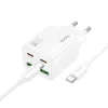 Мережевий зарядний пристрій Hoco N55 2×USB-C + 2×USB-A QC3.0 PD 20W + кабель USB-C to USB-C White (6942007659260)