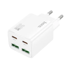 Мережевий зарядний пристрій Hoco N56 2×USB-C + 2×USB-A QC3.0 PD 30W White (6942007659284)