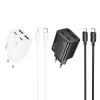 Мережевий зарядний пристрій Hoco N56 2x USB C + 2x USB A QC3.0 PD 3A 30W + кабель USB C to Lightning White (6942007659307)