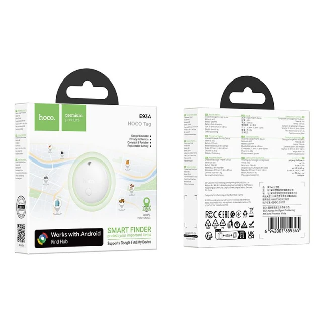 Локалізатор Hoco E93A сумісний з Google Find My Device White (6942007659345)
