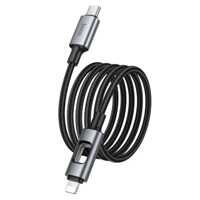Кабель USB з діодами LED USB C до Lightning Hoco PD 27W 1,2 м U144 Black (6942007659543)