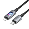 Кабель USB з діодами LED USB C до Lightning Hoco PD 27W 1,2 м U144 Black (6942007659543)