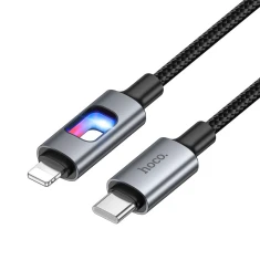 Кабель USB з діодами LED USB C до Lightning Hoco PD 27W 1,2 м U144 Black (6942007659543)