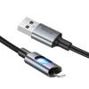 Кабель Hoco U144 USB A до Lightning 2.4A 1.2 м з LED Black (6942007659567)