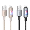 Кабель Hoco U144 USB A до Lightning 2.4A 1.2 м з LED Black (6942007659567)