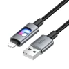 Кабель Hoco U144 USB A до Lightning 2.4A 1.2 м з LED Black (6942007659567)