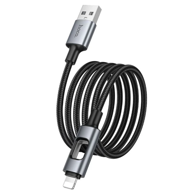 Кабель Hoco U144 USB A до Lightning 2.4A 1.2 м з LED Black (6942007659567)