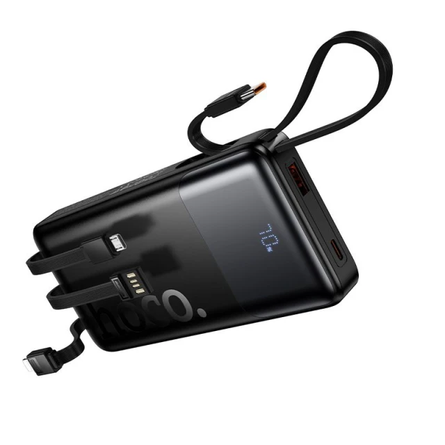 Powerbank Hoco J156 10000 mAh 22.5W з вбудованими кабелями Black (6942007662277)